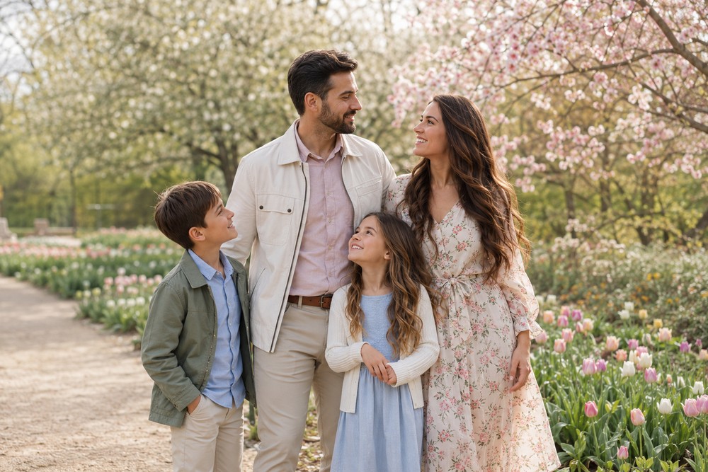 Fotoshooting-Outfit-Ideen für die Familie im Frühling