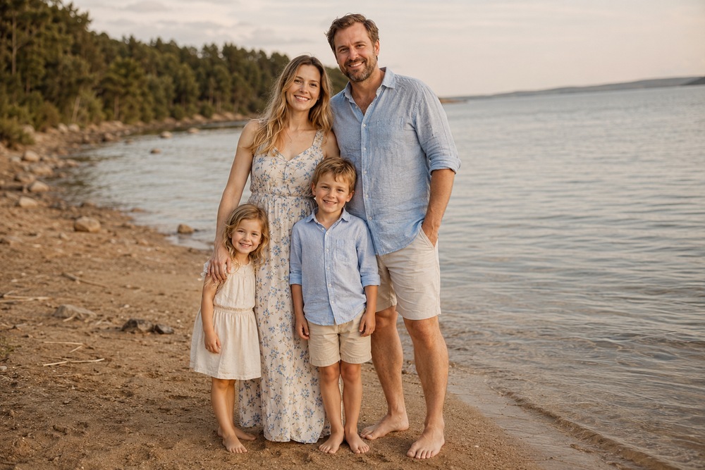 Fotoshooting-Outfit-Ideen für die Familie am Strand